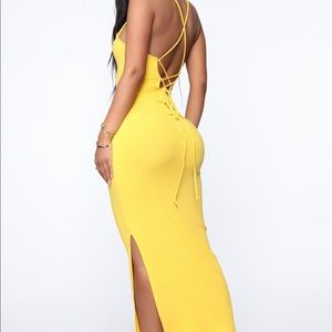 Yellow strappy maxi dress